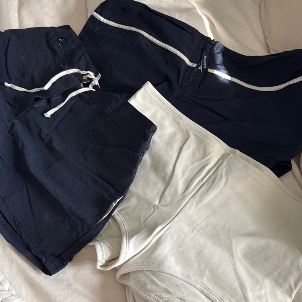 Nautica & LaBlanc Navy and White Swim Shorts bundle